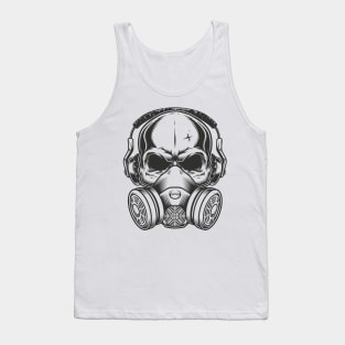 skull wearing a mask and Headphone Tank Top